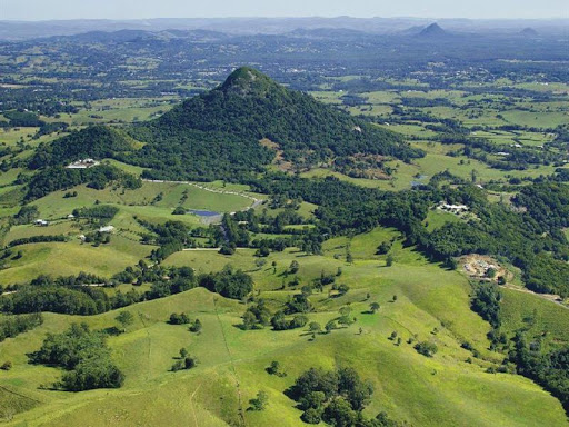 Green hills and farms surrounding Kin Kin